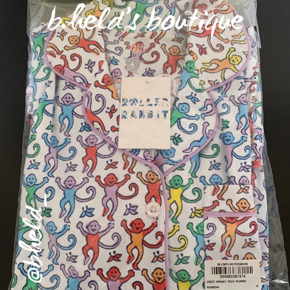 Roller Rabbit Disco Monkey Polo Pajamas in Rainbow Size Medium M Brand New NWT - Picture 16 of 17